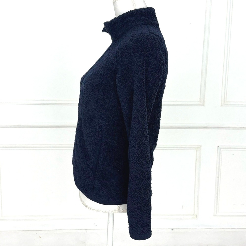 Uniqlo Fluffy Yarn Fleece Full-Zip Jacket Women S Navy Blue Soft Teddy Gorpcore - Picture 5 of 8